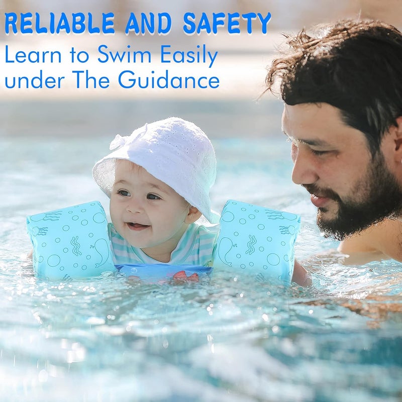 Double Couple سترة سباحة للأطفال مع أكمام تصميم كرتوني حزام قابل للتعديل سترة سباحة عوامات للمسبح للأطفال من 20-50 رطل للأولاد والبنات - Image 2